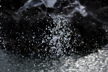 Fountain Water Splashing Closeup at Schwarzenbergplatz In Vienna, Austria