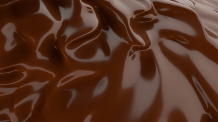 Liquid Chocolate background. Melted dark Chocolate. Wave brown background. Chocolate.