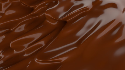 Liquid Chocolate background. Melted dark Chocolate. Wave brown background. Chocolate.