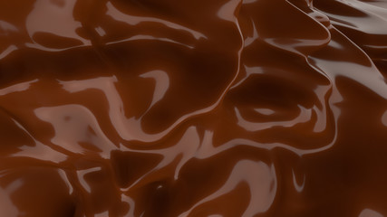 Liquid Chocolate background. Melted dark Chocolate. Wave brown background. Chocolate.
