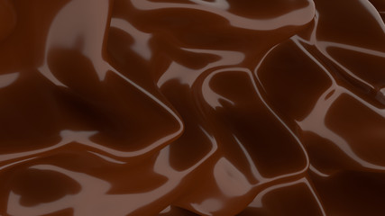 Liquid Chocolate background. Melted dark Chocolate. Wave brown background. Chocolate.