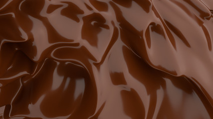 Liquid Chocolate background. Melted dark Chocolate. Wave brown background. Chocolate.