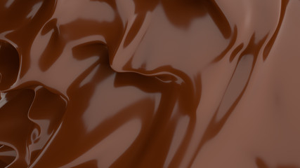 Liquid Chocolate background. Melted dark Chocolate. Wave brown background. Chocolate.