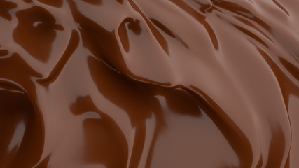 Liquid Chocolate background. Melted dark Chocolate. Wave brown background. Chocolate.