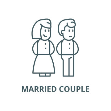 Married Couple Vector Line Icon, Outline Concept, Linear Sign