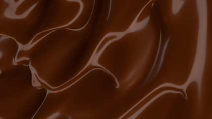 Liquid Chocolate background. Melted dark Chocolate. Wave brown background. Chocolate.