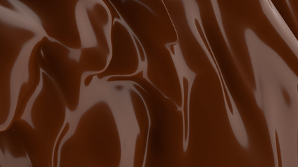 Liquid Chocolate background. Melted dark Chocolate. Wave brown background. Chocolate.