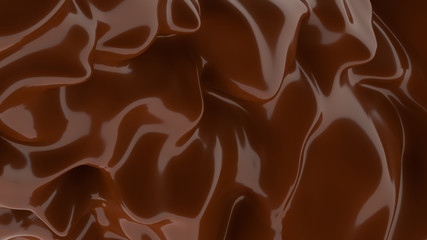Liquid Chocolate background. Melted dark Chocolate. Wave brown background. Chocolate.