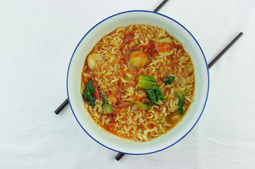 Noodle with vegetables in a bowl