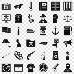 Computer crime icons set. Simple style of 36 computer crime vector icons for web for any design