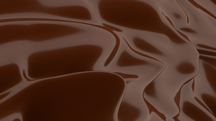 Liquid Chocolate background. Melted dark Chocolate. Wave brown background. Chocolate.