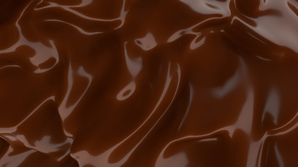 Liquid Chocolate background. Melted dark Chocolate. Wave brown background. Chocolate.