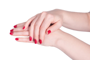 Fototapeta premium manicure hands on white background