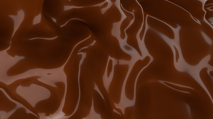 Liquid Chocolate background. Melted dark Chocolate. Wave brown background. Chocolate.