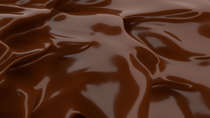 Liquid Chocolate background. Melted dark Chocolate. Wave brown background. Chocolate.