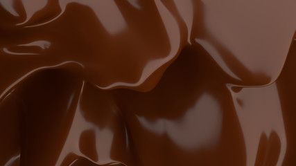 Liquid Chocolate background. Melted dark Chocolate. Wave brown background. Chocolate.