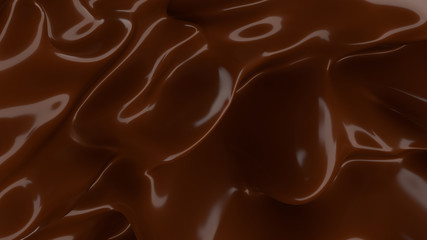Liquid Chocolate background. Melted dark Chocolate. Wave brown background. Chocolate.
