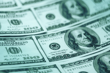 Closeup American dollars banknotes background