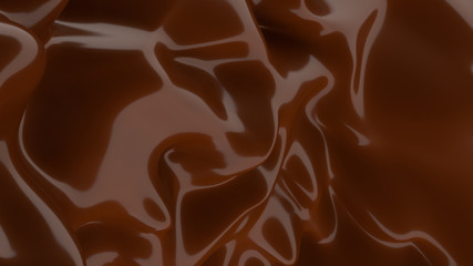 Liquid Chocolate background. Melted dark Chocolate. Wave brown background. Chocolate.