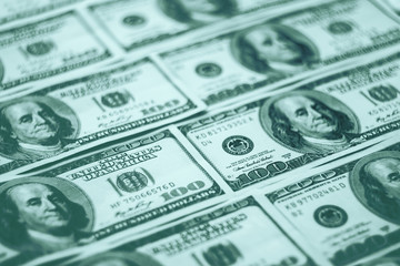 Closeup American dollars banknotes background