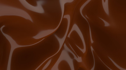 Liquid Chocolate background. Melted dark Chocolate. Wave brown background. Chocolate.