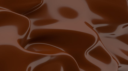 Liquid Chocolate background. Melted dark Chocolate. Wave brown background. Chocolate.