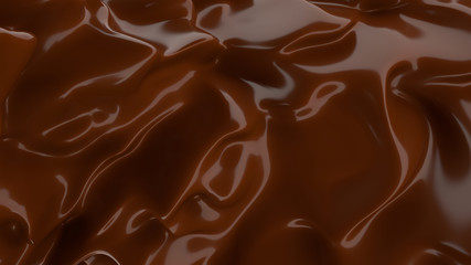 Liquid Chocolate background. Melted dark Chocolate. Wave brown background. Chocolate.