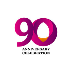 90 Year Anniversary Celebration Vector Template Design Illustration