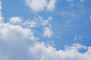 Blue sky white cumulus clouds background