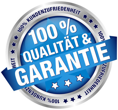 Button Banner "100% Qualität & Garantie" blau/silber