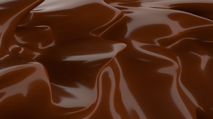 Liquid Chocolate background. Melted dark Chocolate. Wave brown background. Chocolate.