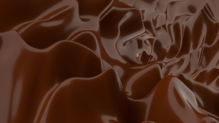 Liquid Chocolate background. Melted dark Chocolate. Wave brown background. Chocolate.
