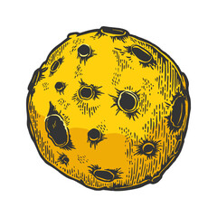 Planet with asteroid meteorite planet impact crater color sketch engraving vector illustration. Scratch board style imitation. Black and white hand drawn image. © Oleksandr Pokusai