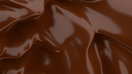 Liquid Chocolate background. Melted dark Chocolate. Wave brown background. Chocolate.