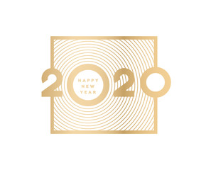 Happy new year, gold numbers 2020. Vector illustration.