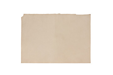 Single blank old dirty and burnt paper sheet isolated on white background