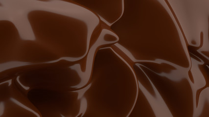 Liquid Chocolate background. Melted dark Chocolate. Wave brown background. Chocolate.