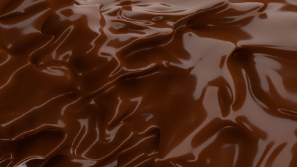 Liquid Chocolate background. Melted dark Chocolate. Wave brown background. Chocolate.