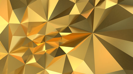 Obraz premium Gold Low poly triangle, trigon, triangular background. abstract golden geometric crystals. Minimal quartz, stone, gems.