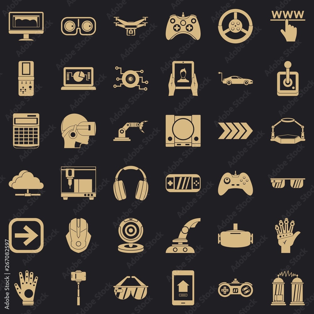 Poster cyber icons set. simple style of 36 cyber vector icons for web for any design