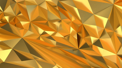 Fototapeta premium Gold Low poly triangle, trigon, triangular background. abstract golden geometric crystals. Minimal quartz, stone, gems.