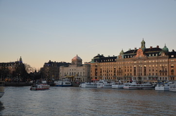 Sweden Stockholm gray city street lights at night
