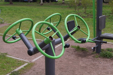  Outdoor fitness equipment, located in urban parks and recreation areas in residential areas of the city, for a healthy lifestyle.