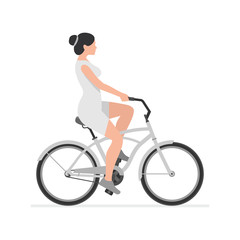 Obraz premium Woman riding bike. isolated on white background