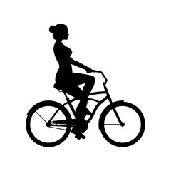 Fototapeta na wymiar Woman riding bike. isolated on white background