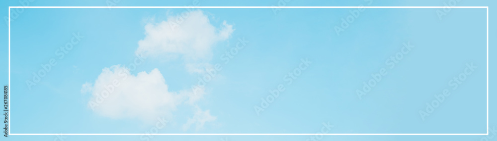 Wall mural web banner spring and summer season with beauty clear and bright sky and cloudy background with copy