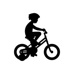 Boy riding bike. isolated on white background