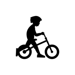 Fototapeta na wymiar Boy riding bike. isolated on white background