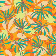 Vector abstract tropical foliage seamless pattern background.