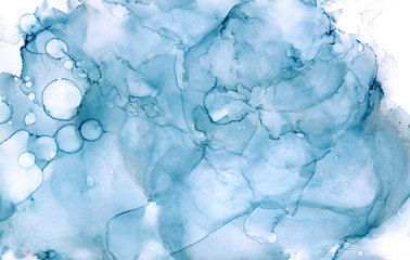 Indigo alcohol ink abstract background. Ink modern art. Sophisticated marble texture.